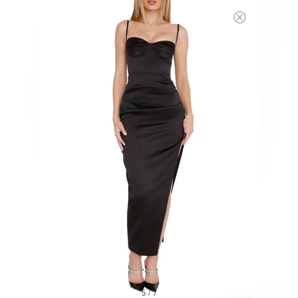 House of CB satin black Flora dress size XL